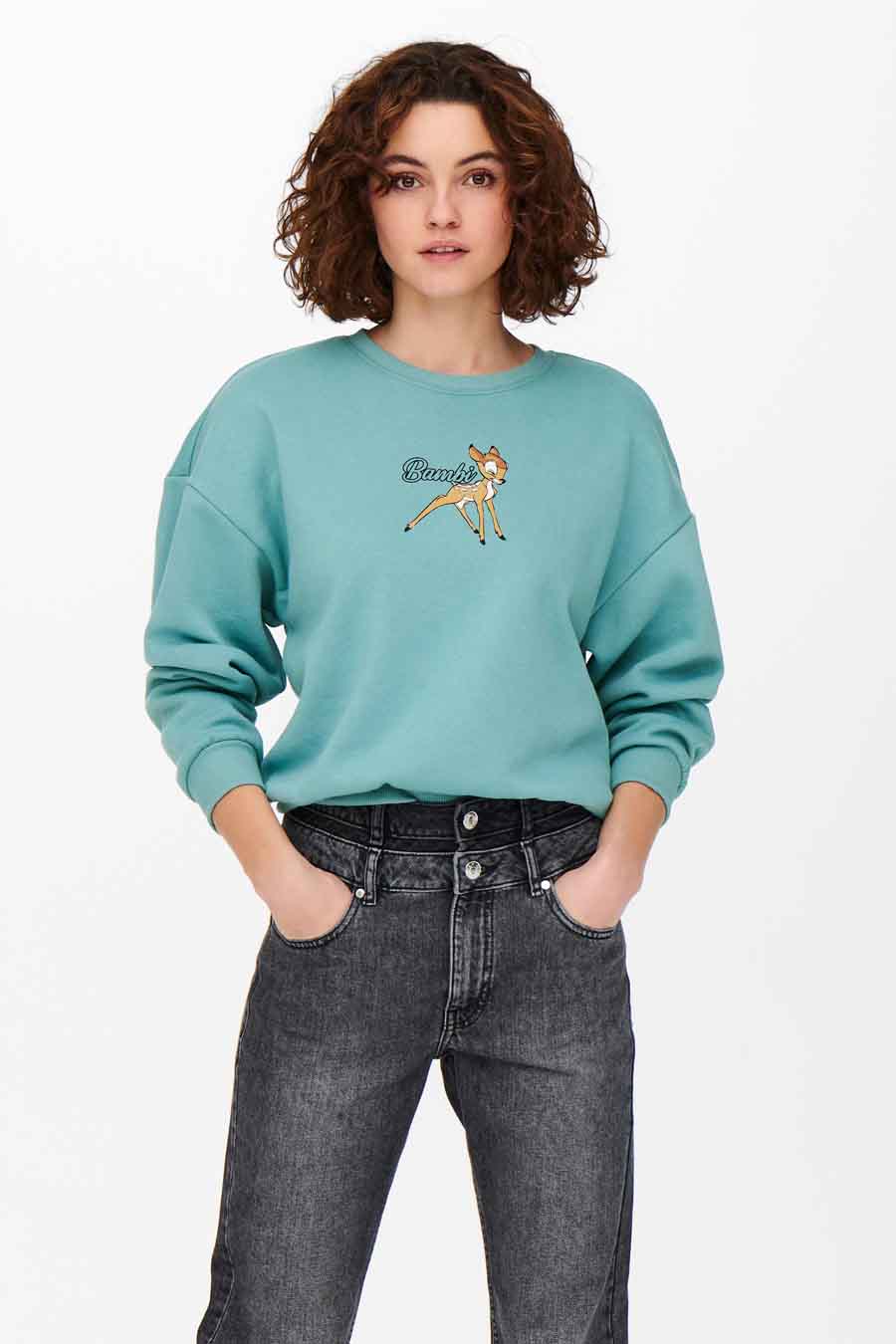 Sweater met ronde hals Turquoise ONLY 15250089 DUSTY TURQUOISE ZEB